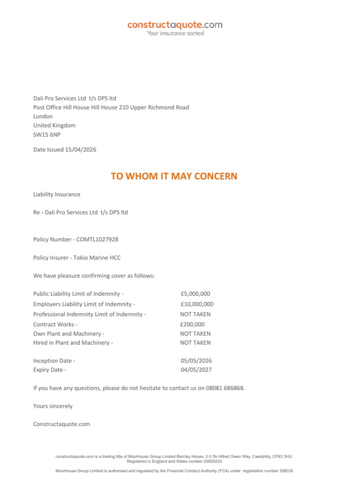 Public & Employer Liability Insurance — document preview